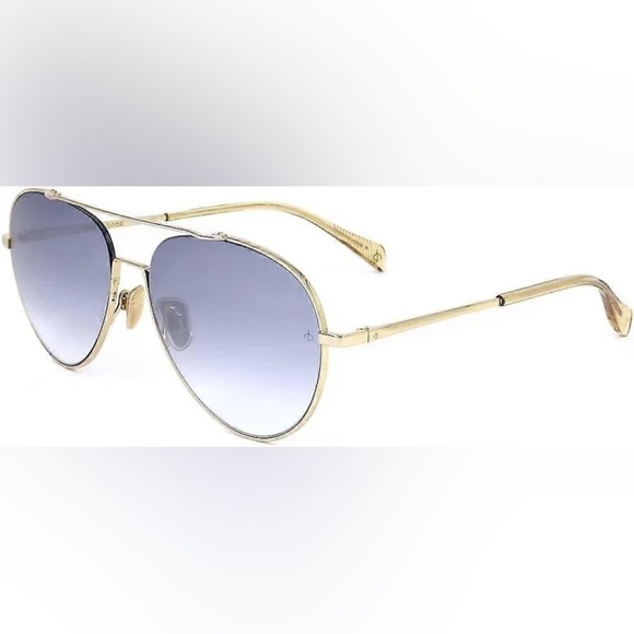 NWT Rag & Bone Aviator Sunglasses — Gold Frame Blue Gradient Lens Classic Luxury main image 2